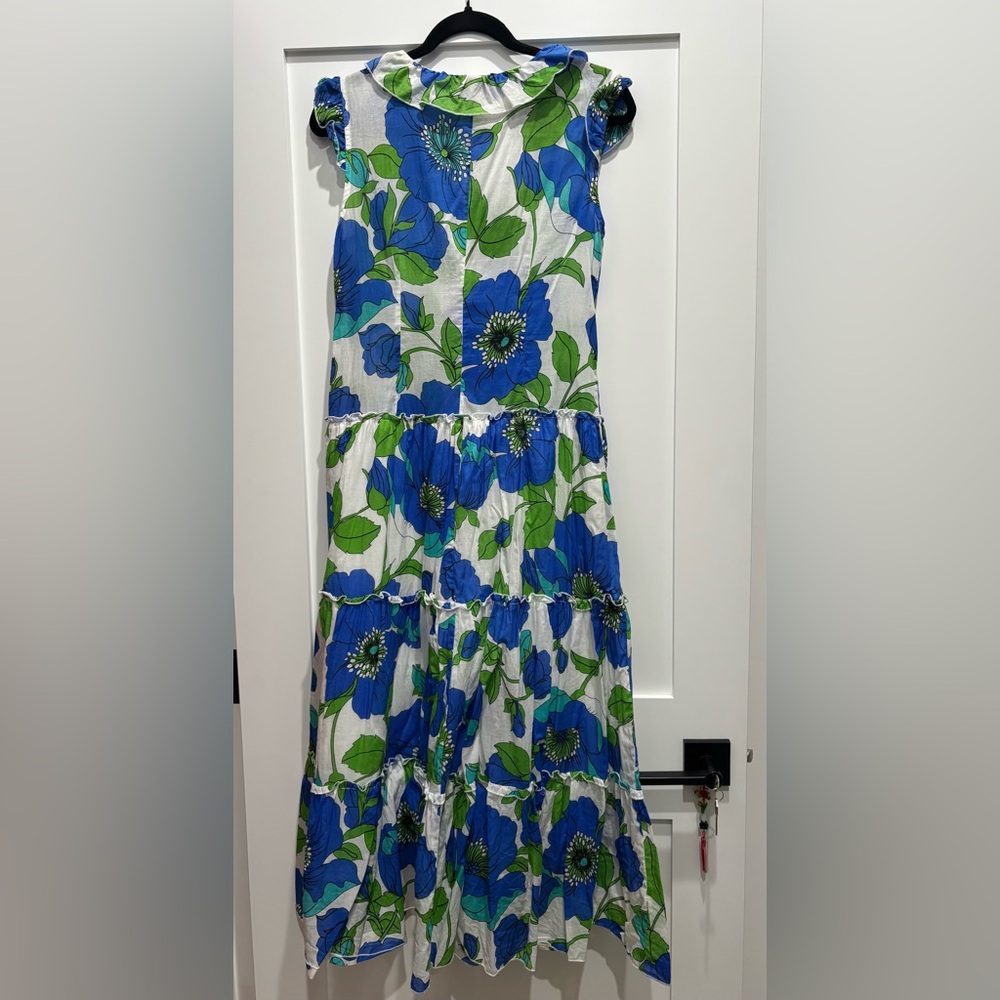 kate spade Blue and Green Floral Tiered Maxi Dress - Picture 3 of 4